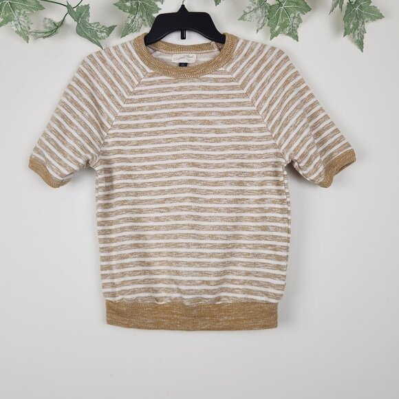 Universal Thread Tops - Universal Thread Size XS Striped Short Sleeve Stretch Cotton Blend Top Sweater